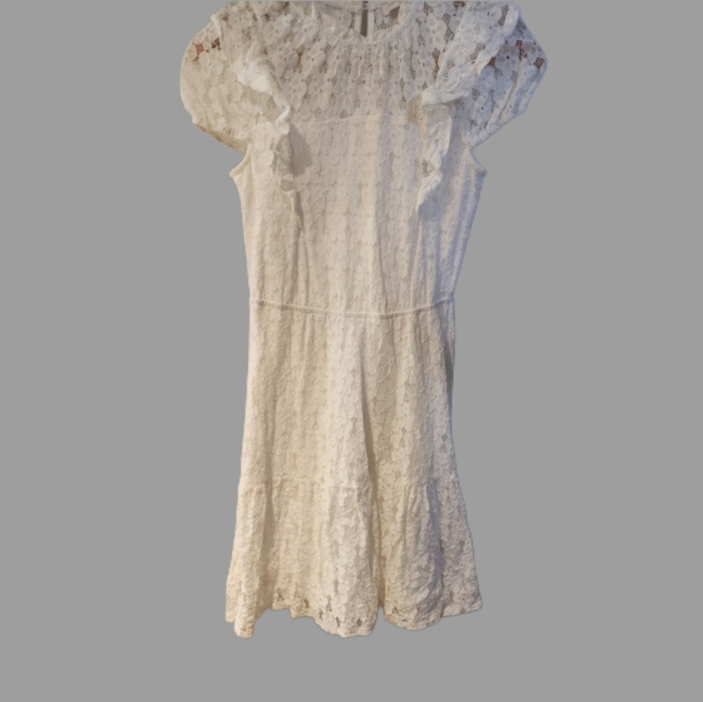 Cotton Blend White Lace Size Small Dress Summer